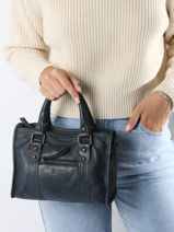 Cross Body Tas Cow Leder Basilic pepper Blauw cow BCOW72-vue-porte