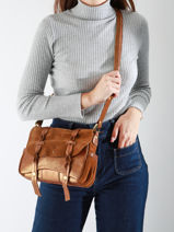 Cross Body Tas Vintage Leder Mila louise Bruin vintage 3677XV-vue-porte