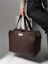 Weekendtas Elzevir Waxed Rivedroite Bruin waxed ELZEVWAX-vue-porte