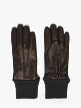Herenhandschoenen Leder Met Wollen Mouw Omega Zwart men gloves TIGE