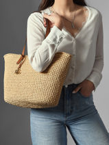 Schoudertas Lainey Raffia En Leder Lauren ralph lauren Beige lainey 31982179-vue-porte