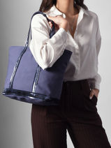 Handtas Cabas Katoen Vanessa bruno Violet cabas 1V40378-vue-porte