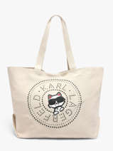 Schoudertas K Ikon Katoen Karl lagerfeld Wit k ikon B2W50075