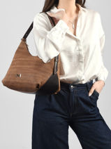 Schoudertas Carrie Texture Leder Nathan baume Bruin vogue 1TX-vue-porte