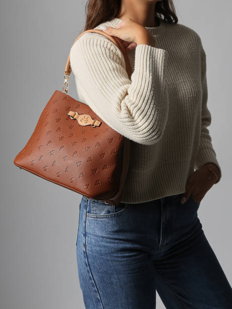 Schoudertas Embossed Lulu castagnette Bruin embossed YOUSRA ander zicht 1