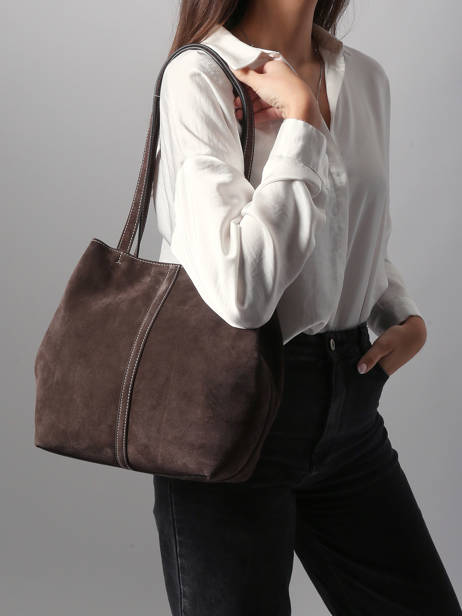 Schoudertas Cabas Leder Vanessa bruno Bruin cabas 29V40874 ander zicht 1